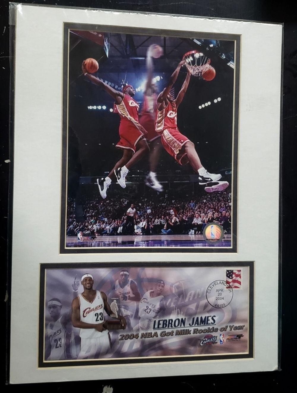 LeBron James “2004 NBA Got Milk Rookie of Year” commemorative envelope with photograph