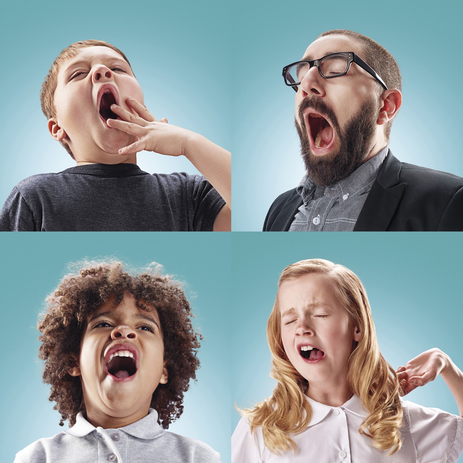 Four more yawning portraits, no wording