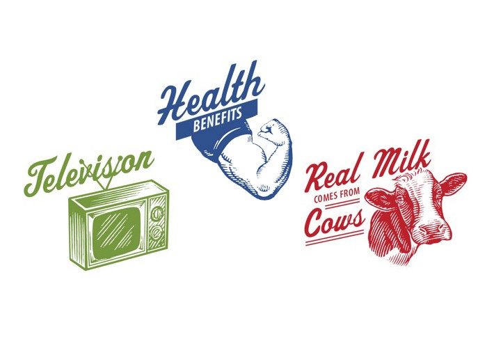 The marks alone: Television, Health Benefits, Real Milk Comes From Cows