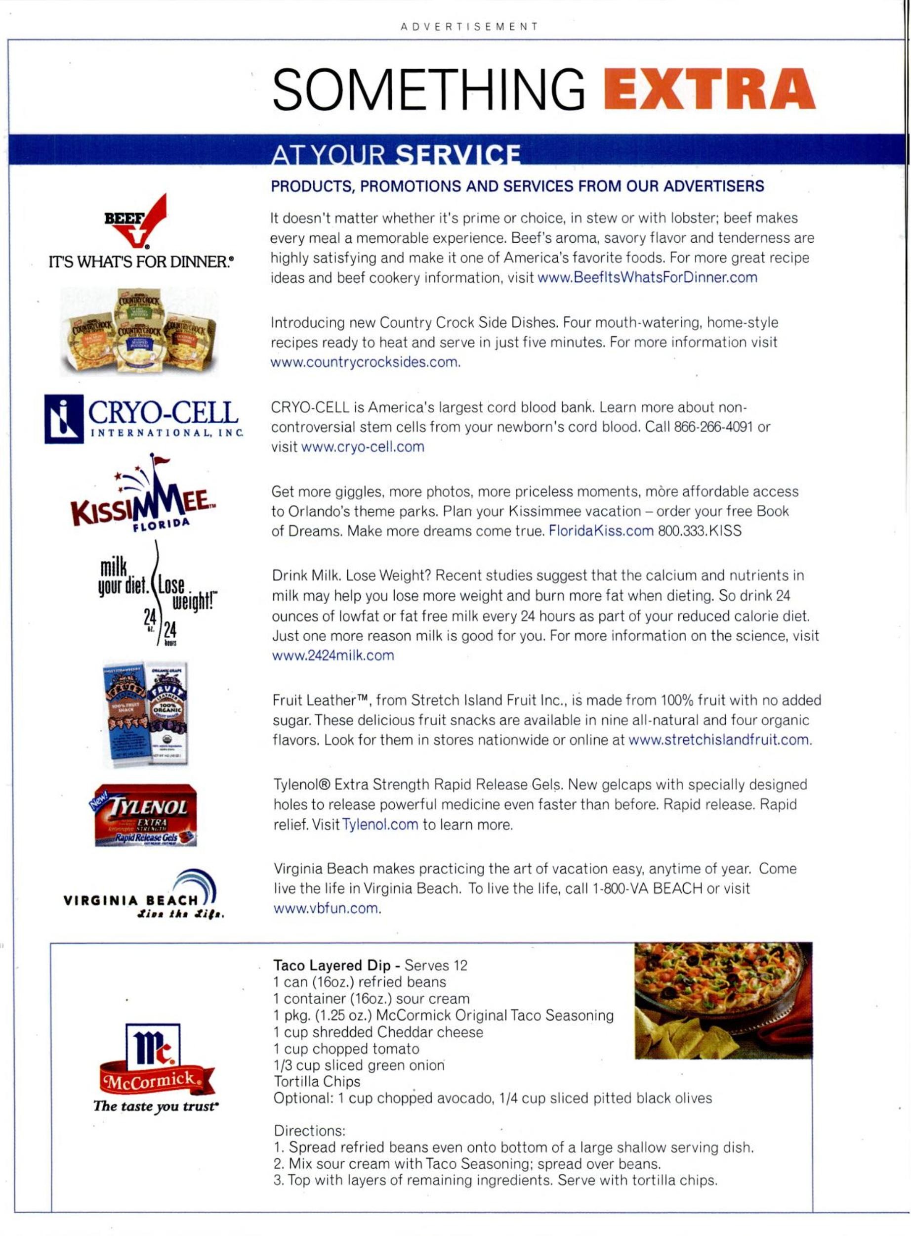 Working Mother “something extra” promotions page — “Drink Milk. Lose Weight?” item (2005)