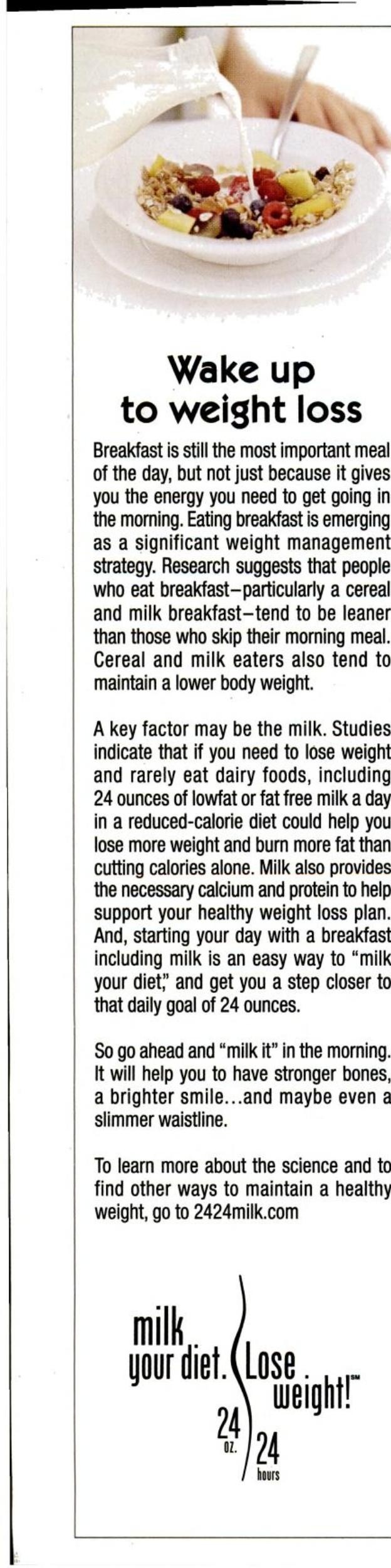 “Wake up to weight loss” — 1/3-page ad (Working Mother, February 2006)