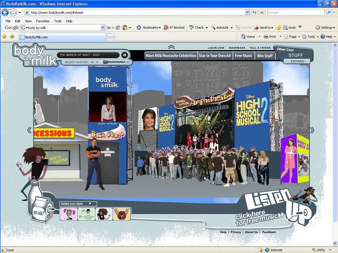 The “body by milk Amphitheatre” with the High School Musical 2 stage (specimen of October 24, 2007)