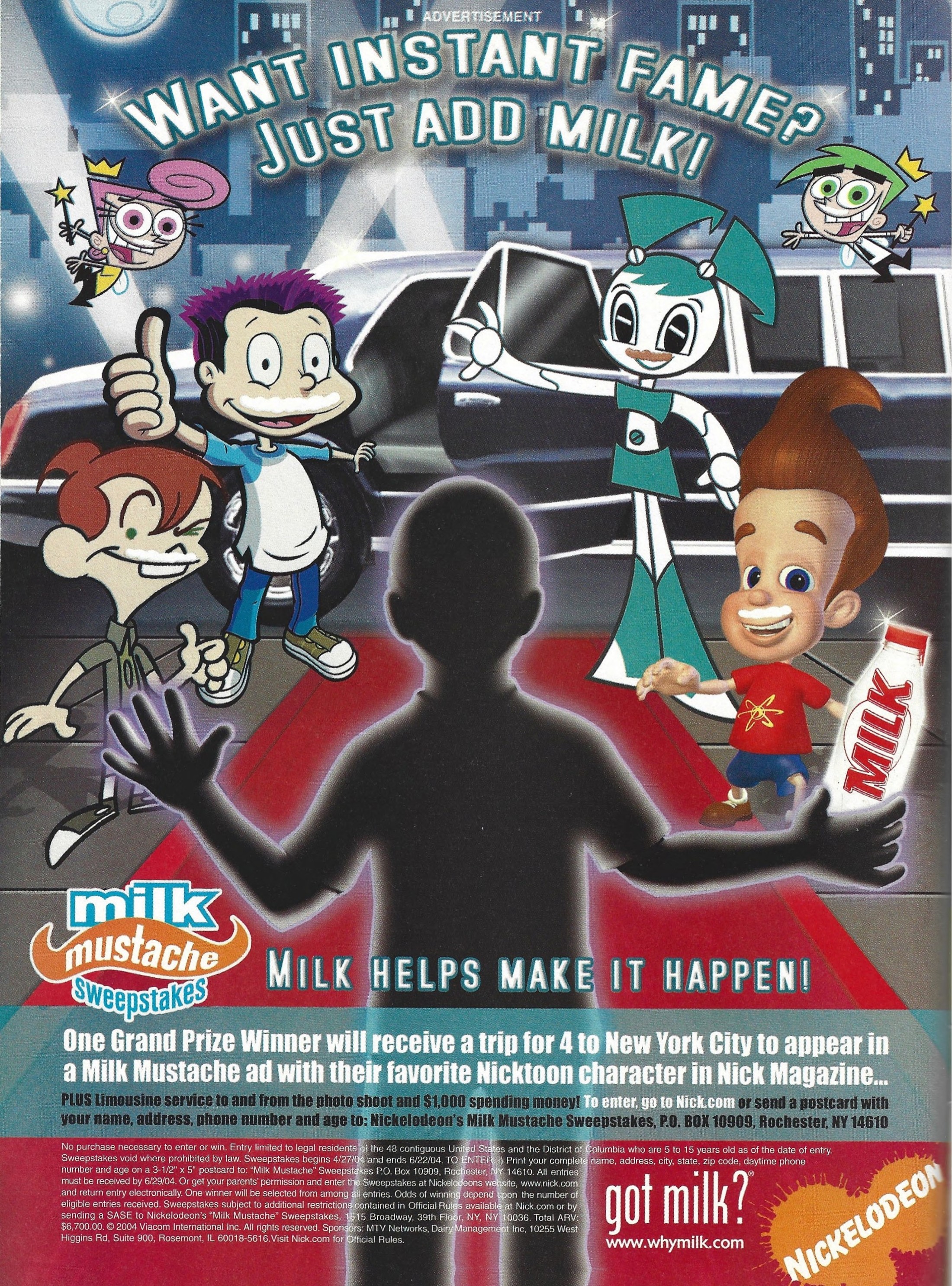 Nickelodeon Milk Mustache Sweepstakes - Want Instant Fame? Just Add Milk!