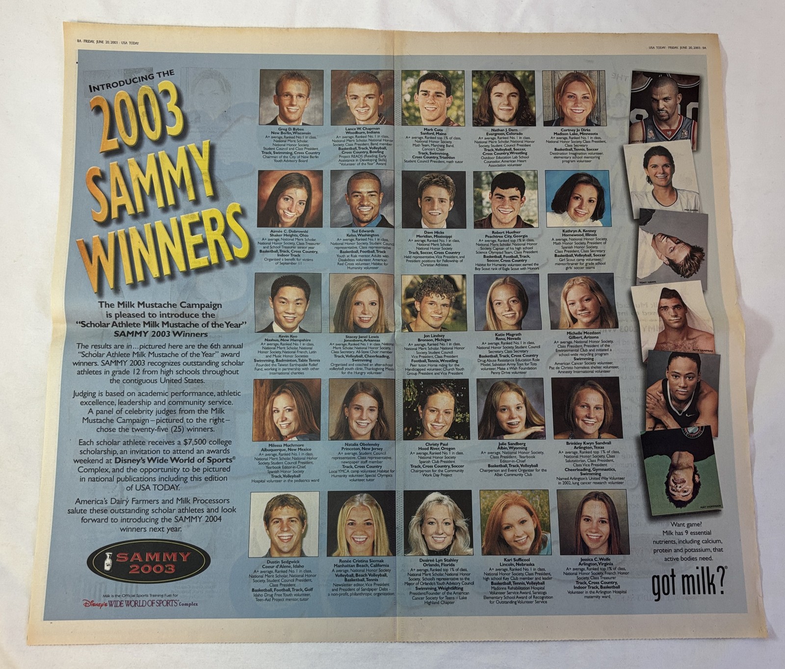 SAMMY Scholarship Announcement - 2003