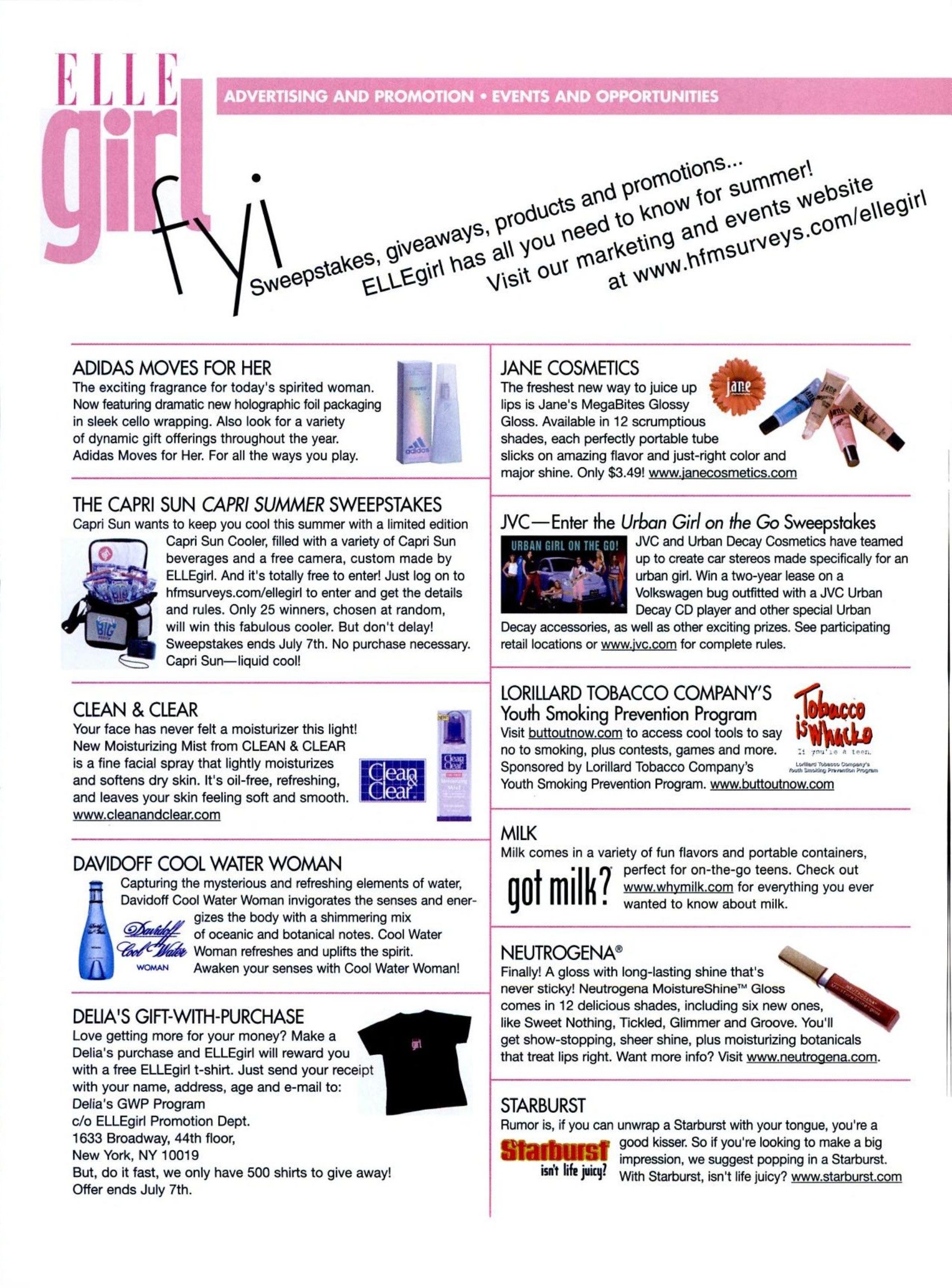 ELLE Girl FYI Promotions Page