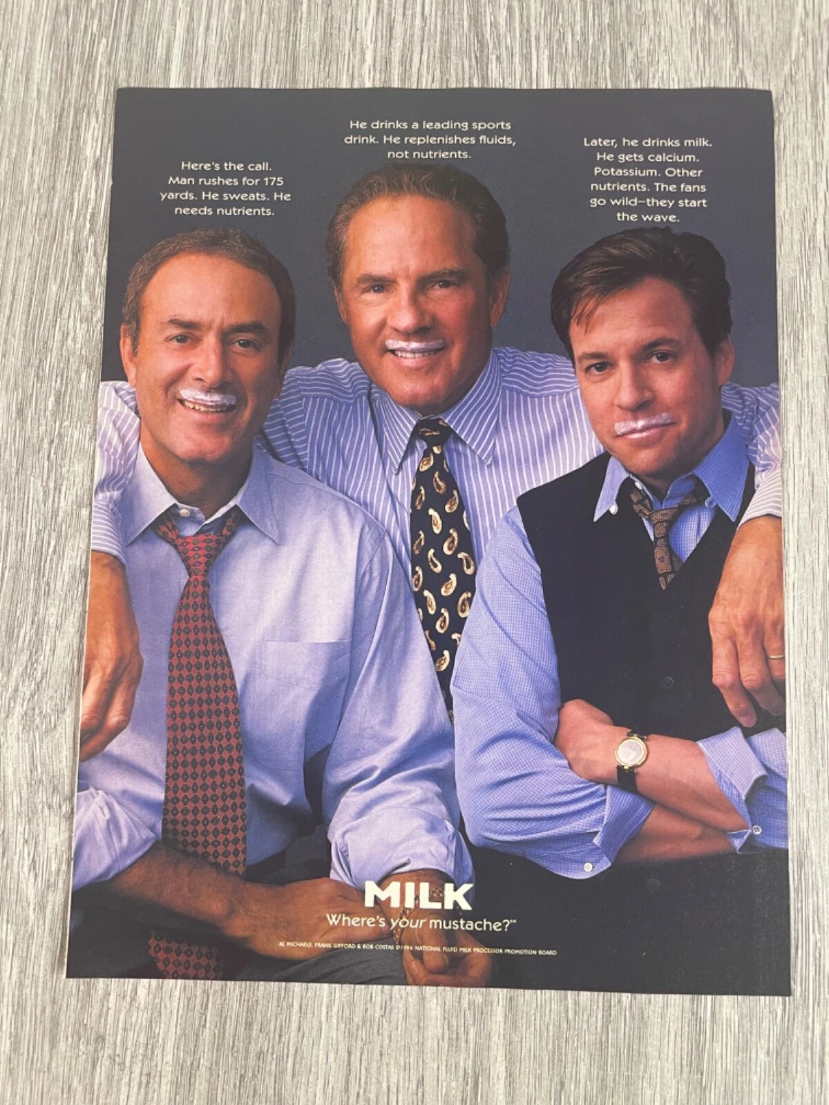 Original period printed ad — MILK. Where's your mustache?