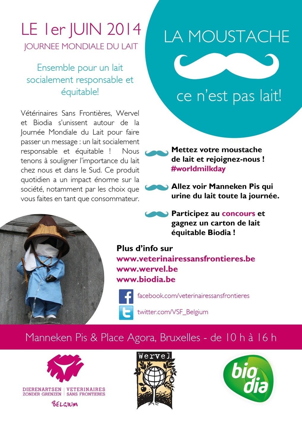 “La moustache, ce n’est pas lait!” — World Milk Day flyer (Belgium)