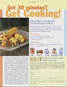 Got 30 Minutes? Get Cooking! (Health's quick Cooks' Recipe Contest)