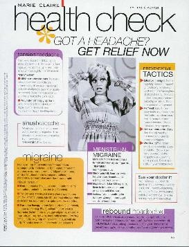 GOT A HEADACHE? GET RELIEF NOW — Marie Claire