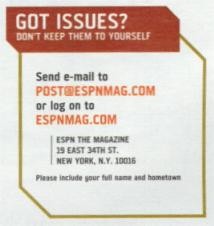 GOT ISSUES? DON'T KEEP THEM TO YOURSELF — ESPN The Magazine