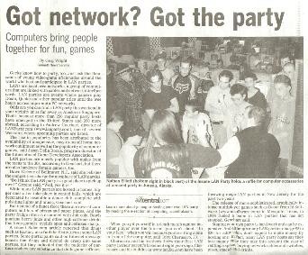 Got network? Got the party — newspaper feature