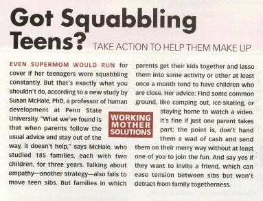 Got Squabbling Teens? — Working Mother magazine
