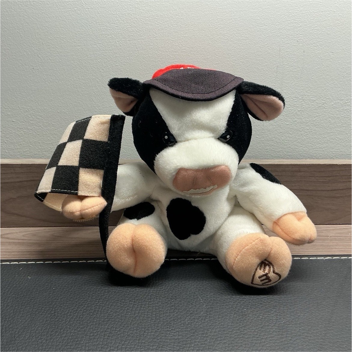 got milk? Cow Bean Bag Plush w/ Red Hat & Checkered Scarf