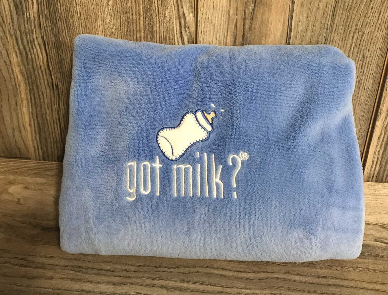 got milk? Baby Fleece Security Blanket (blue)