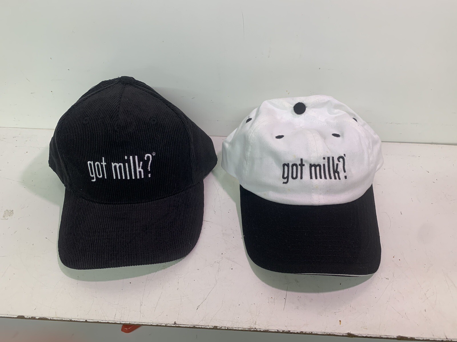 got milk? Corduroy Caps (Black + White, NOS)