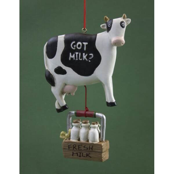 GOT MILK? Cow w/ 'Fresh Milk' Crate Christmas Ornament