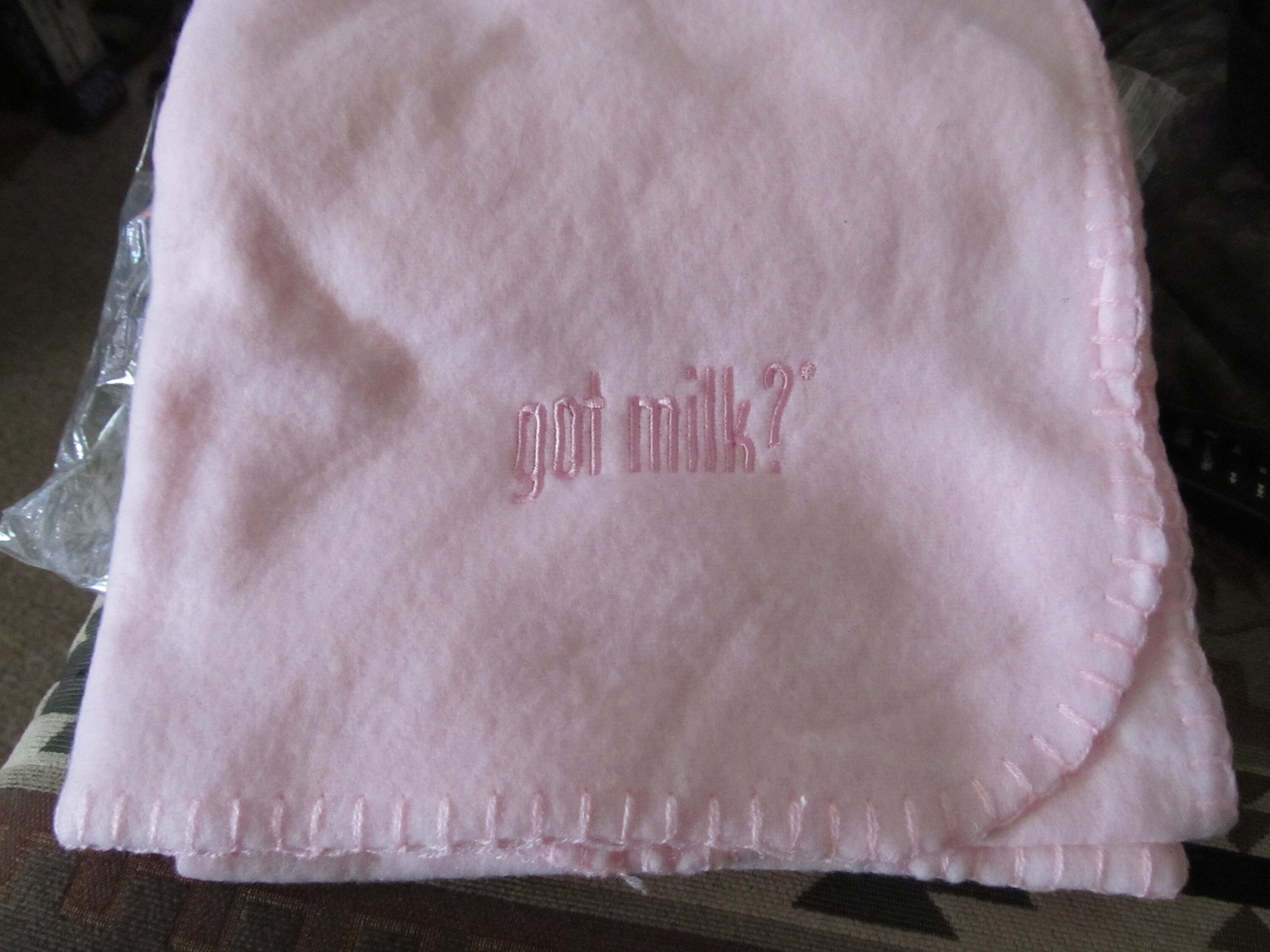 got milk? Embroidered Pink Fleece Baby Blanket