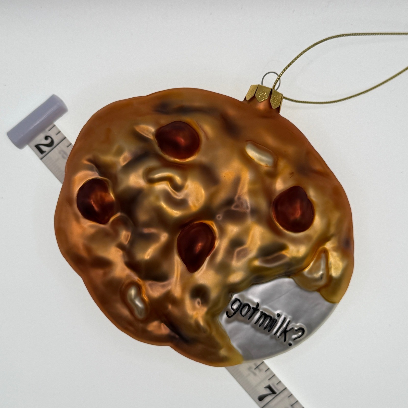 got milk? Blown-Glass Chocolate-Chip Cookie Christmas Ornament