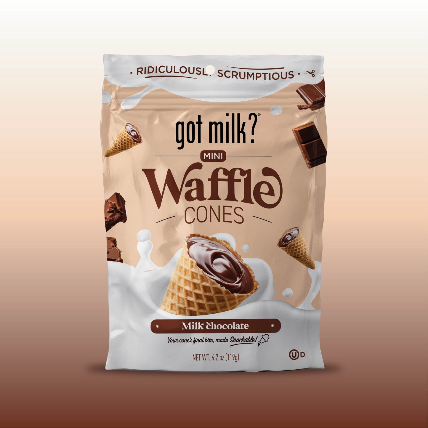 got milk? Mini Waffle Cones — Milk Chocolate