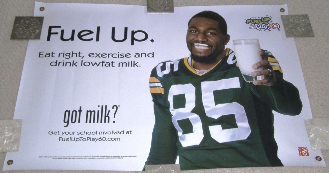 got milk? Greg Jennings “Fuel Up” Vinyl Banner (2x3 ft, Packers)