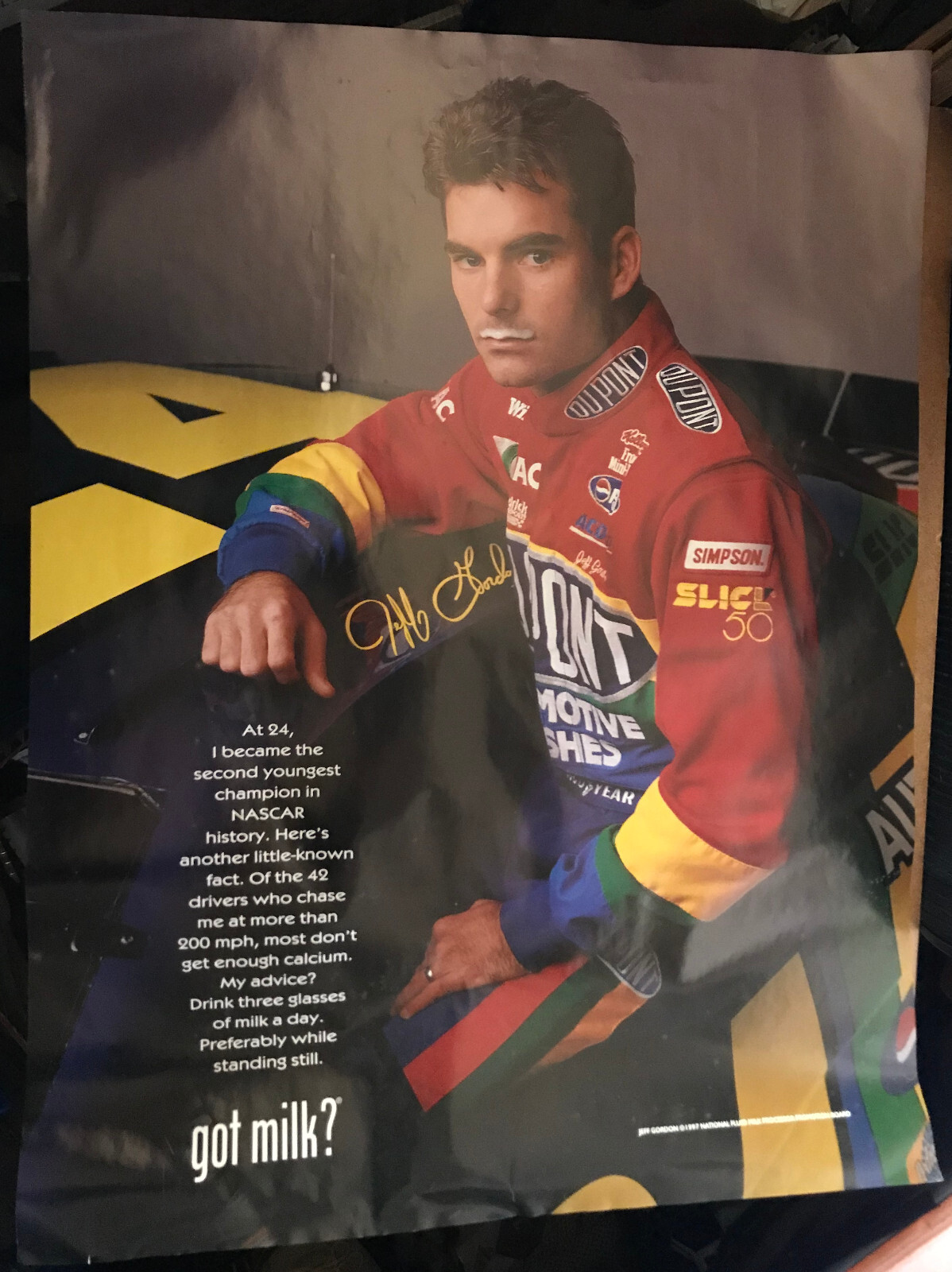 got milk? Jeff Gordon NASCAR Large Station Poster/Display (30x23)