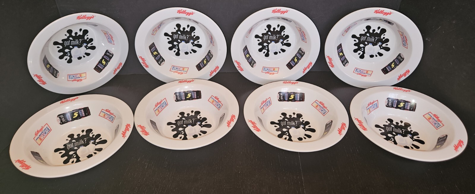 got milk? NASCAR #5 Cereal Bowls (Kellogg's/Terry Labonte, set of 8 hard plastic)
