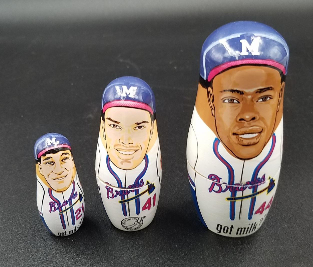Milwaukee Braves (Aaron/Mathews/Spahn) got milk? Nesting Doll Set (3-pc Matryoshka)