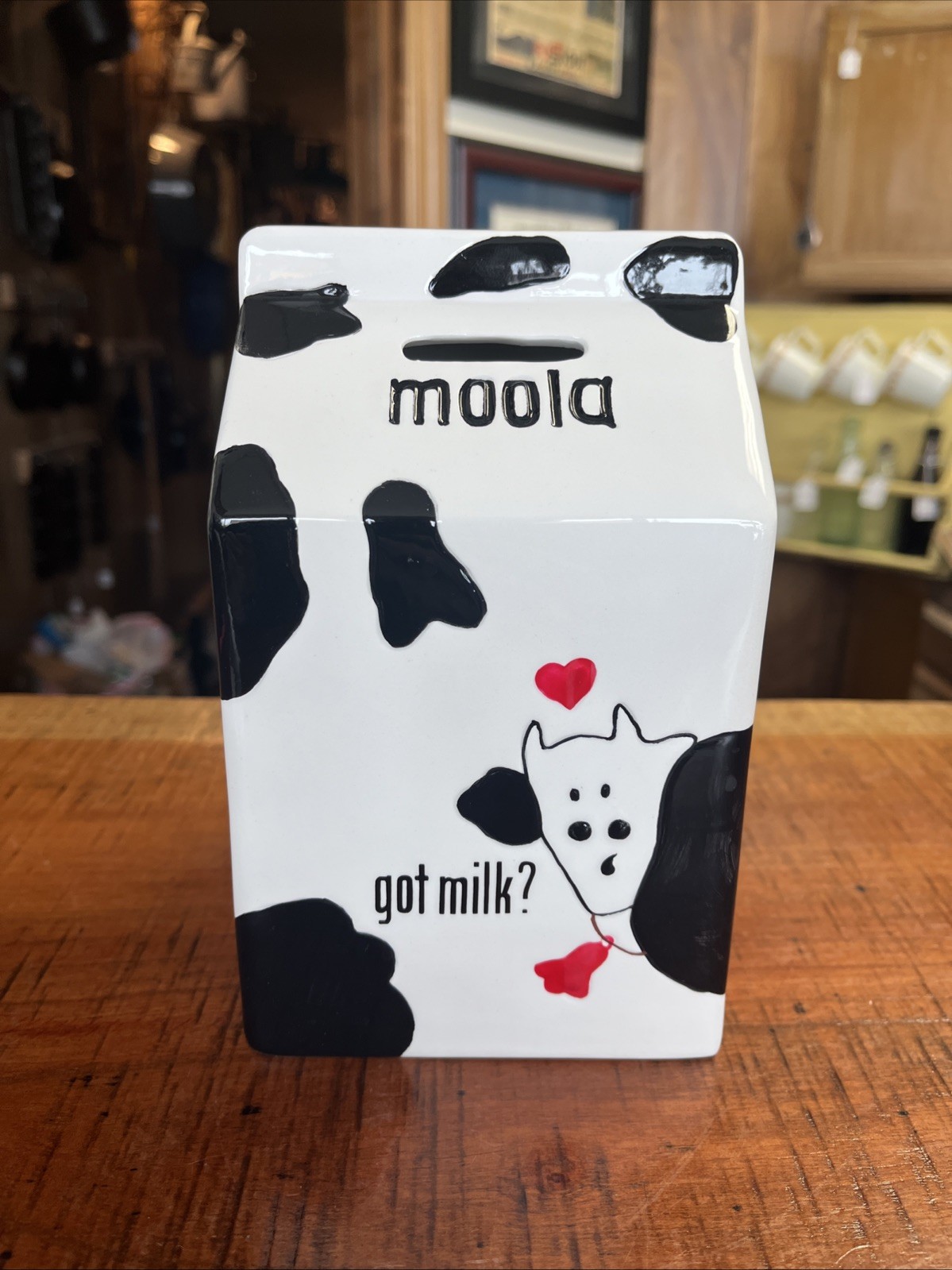 got milk? 'moola' Milk-Carton Ceramic Coin Bank