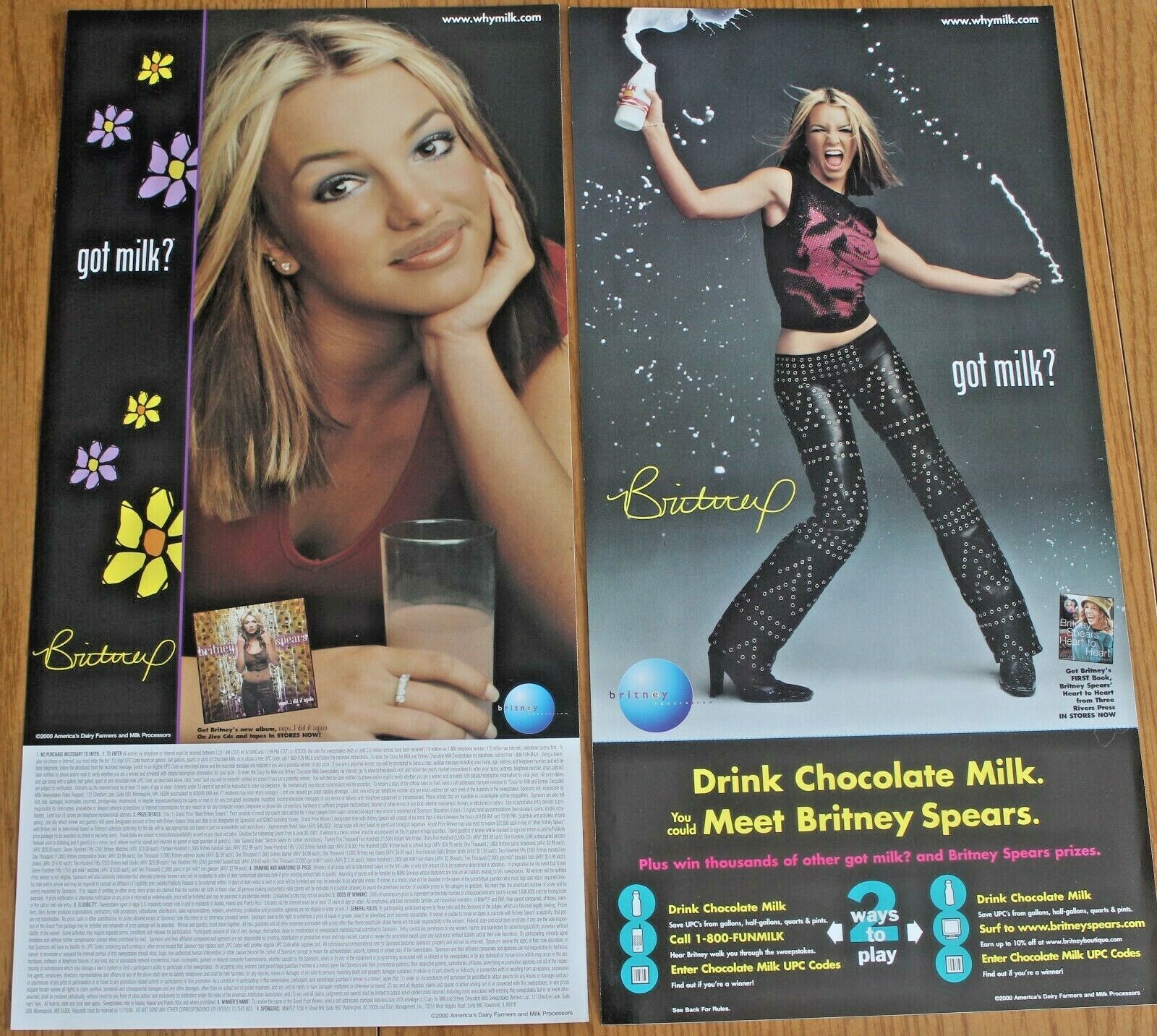 got milk? Britney Spears "Drink Chocolate Milk" Promo Posters (lot of 2, NOS)