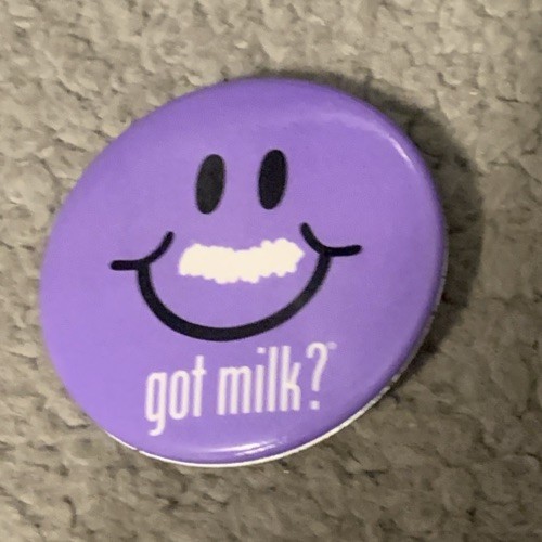 got milk? Purple Smiley-Face Button