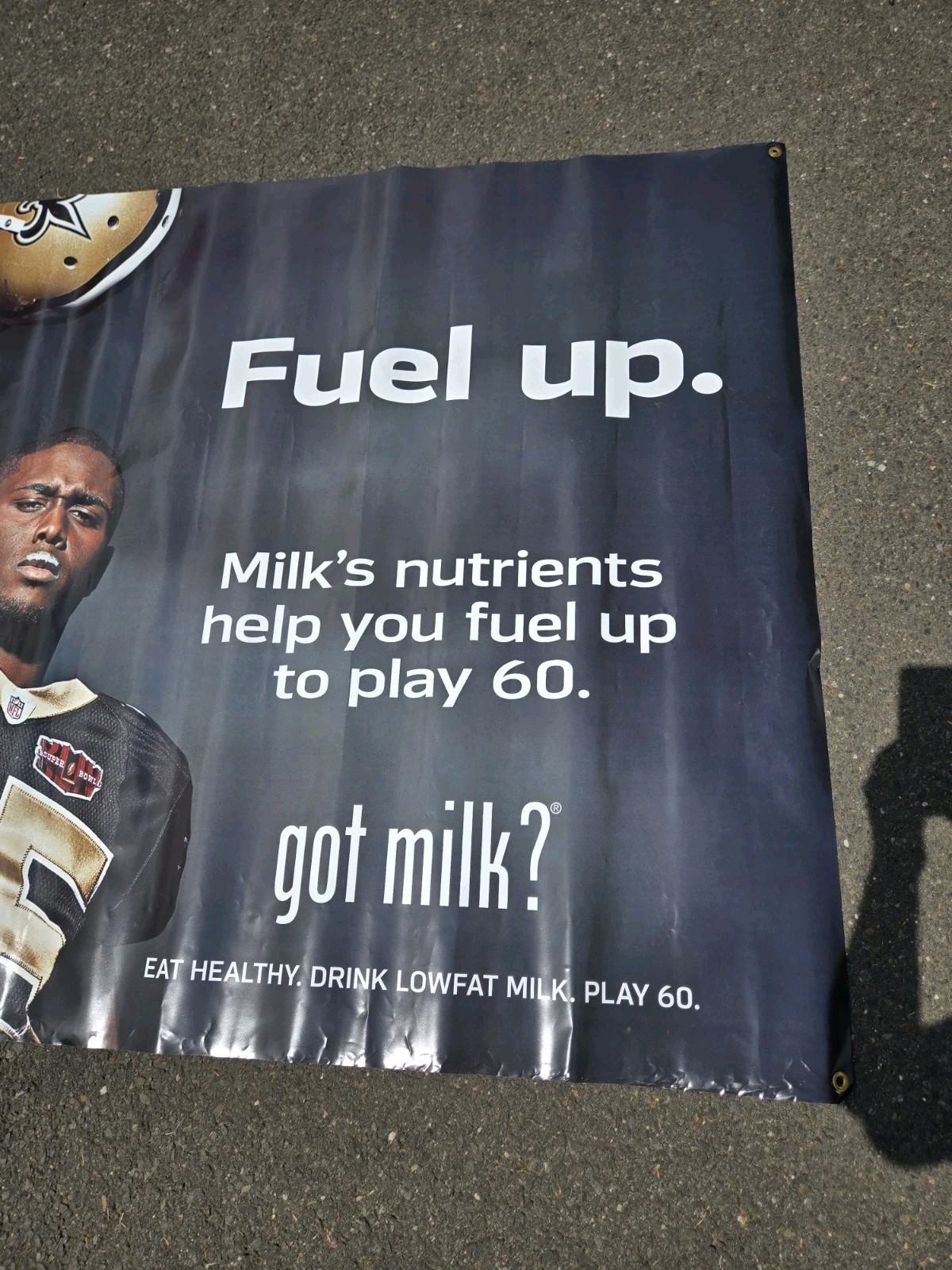 got milk? Reggie Bush 'Fuel Up' Vinyl Banner (6ft x 4ft, Saints)
