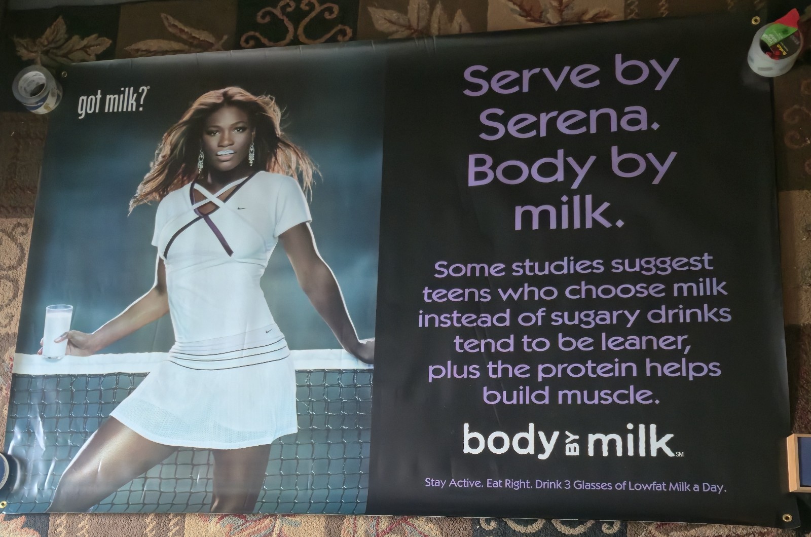 got milk? Serena Williams 'Serve by Serena' Body-by-Milk Vinyl Banner (4x6)
