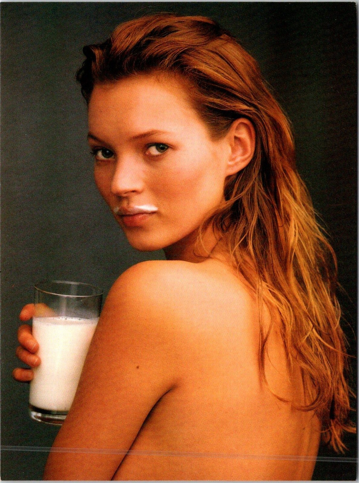 Kate Moss - Got Milk? / "Where's Your Mustache?" postcard