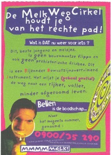 “De MelkWeg Cirkel houdt je van het rechte pad!” postcard (Belgium)