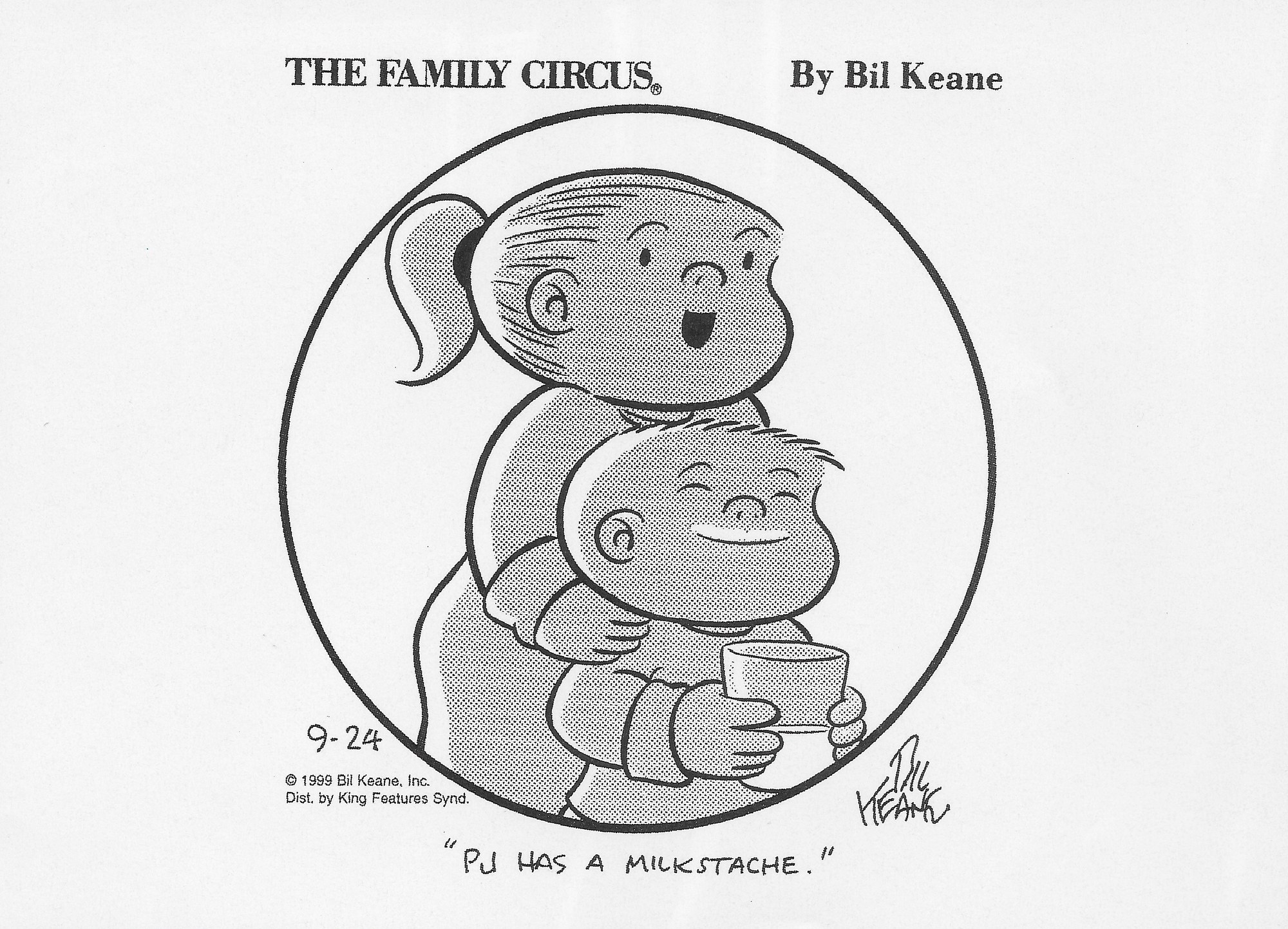The Family Circus — “PJ has a milkstache.”