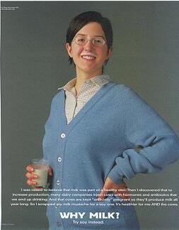 “WHY MILK? Try soy instead.” parody